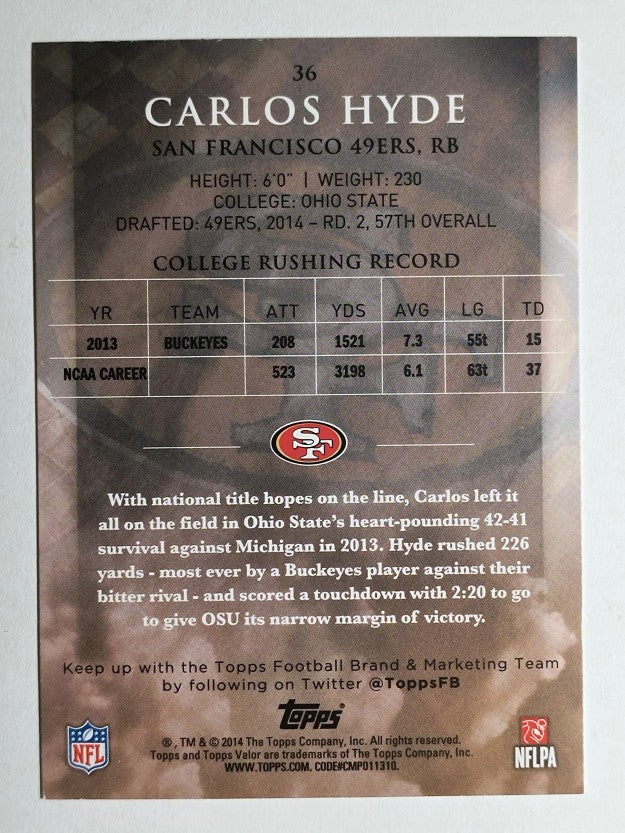 2014 Topps Valor Retail #36 Carlos Hyde RC