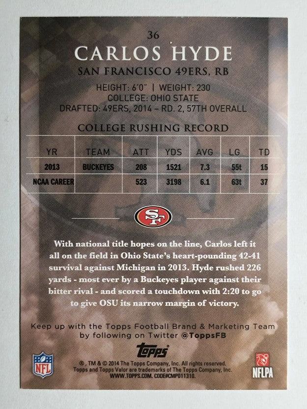 2014 Topps Valor Retail #36 Carlos Hyde RC