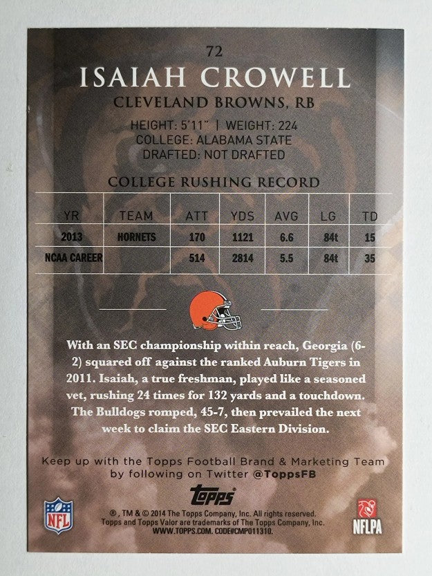 2014 Topps Valor Retail #72 Isaiah Crowell RC