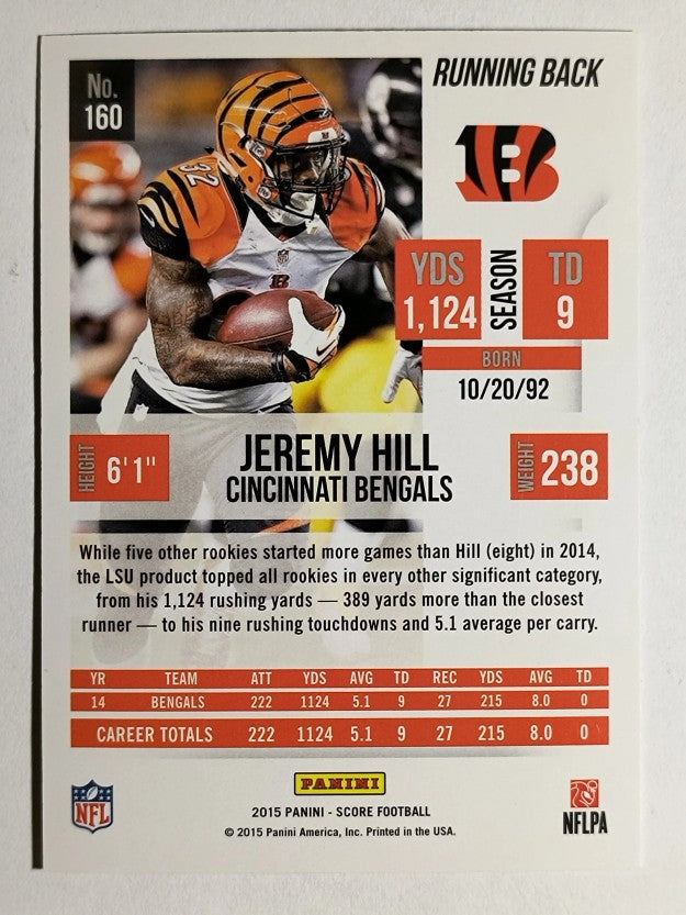 2015 Score Gold Zone #160 Jeremy Hill