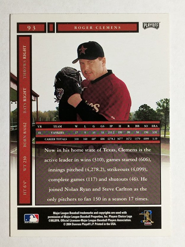 2004 Playoff Honors #93 Roger Clemens
