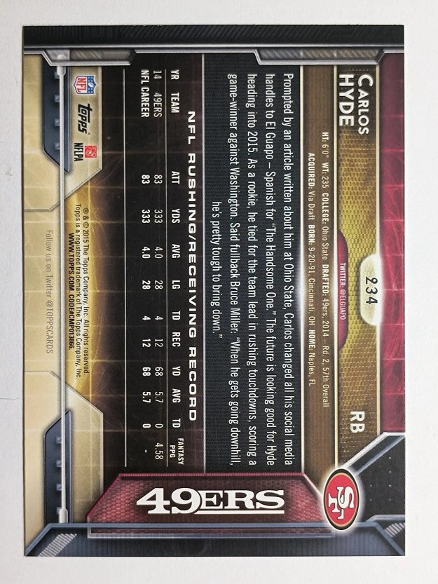 2015 Topps #234 Carlos Hyde