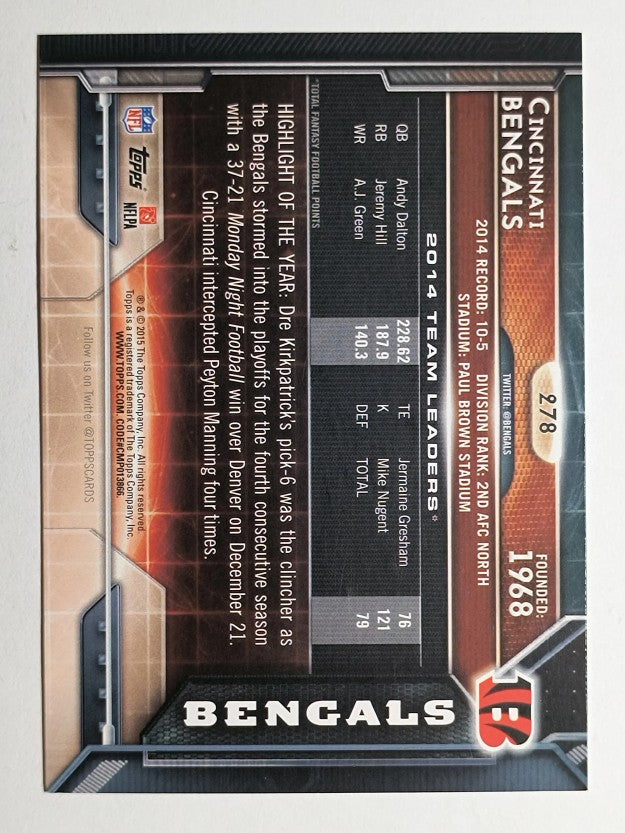 2015 Topps #278 Cincinnati Bengals/Andy Dalton/Jeremy Hill