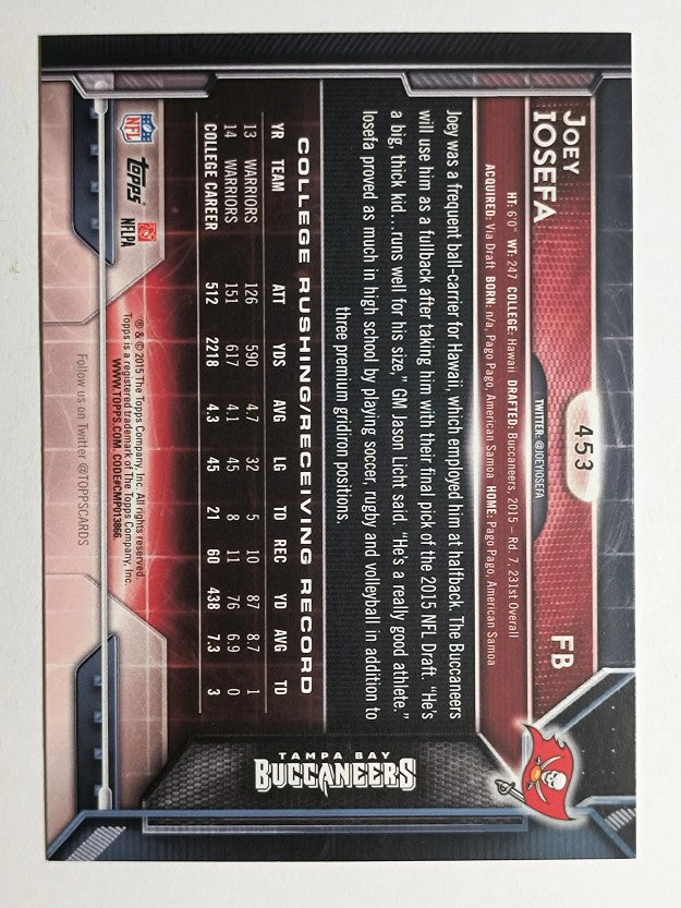 2015 Topps #453 Joey Iosefa RC