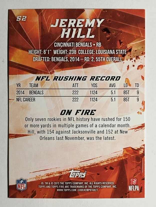 2015 Topps Fire #52 Jeremy Hill