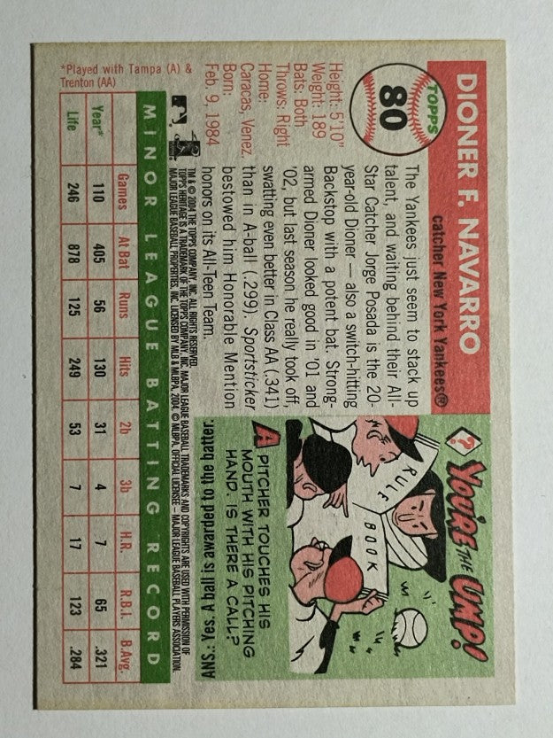 2004 Topps Heritage #80 Dioner Navarro RC