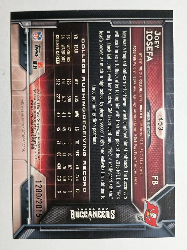 2015 Topps Gold #453 Joey Iosefa