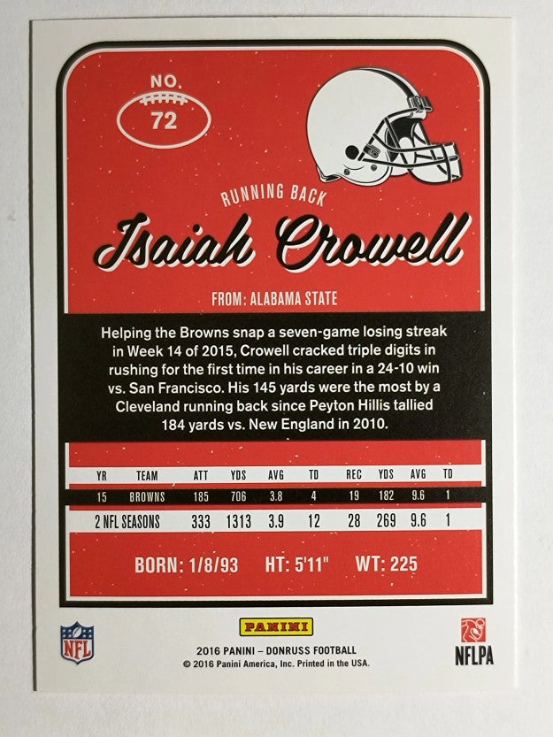 2016 Donruss #72 Isaiah Crowell