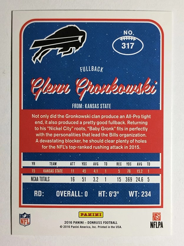 2016 Donruss #317 Glenn Gronkowski RC