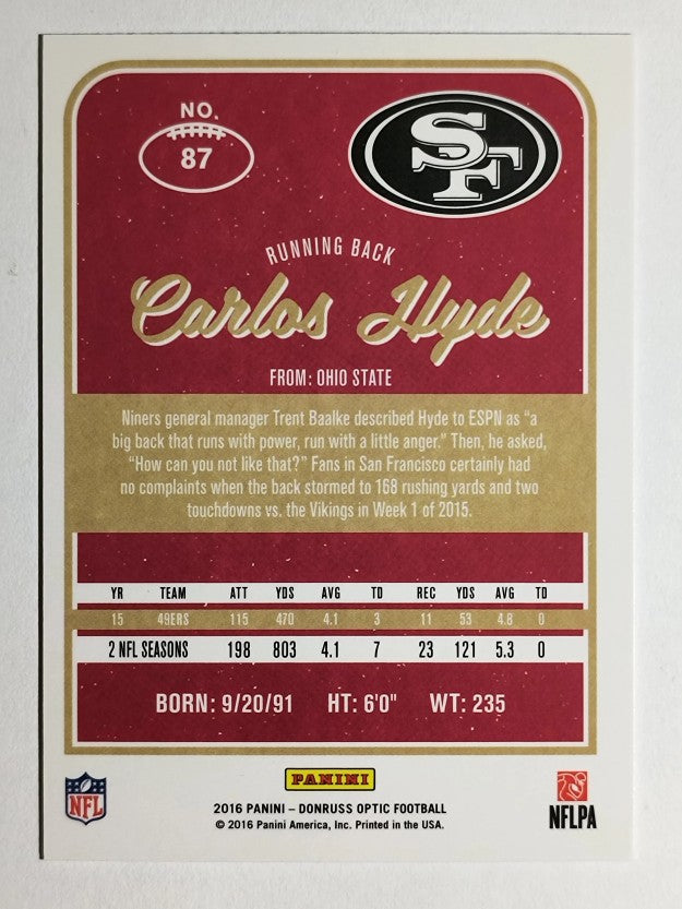 2016 Donruss Optic #87 Carlos Hyde