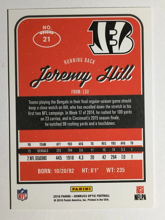 2016 Donruss Optic Holo #21 Jeremy Hill