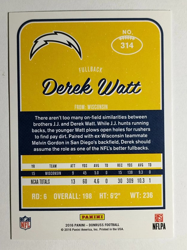 2016 Donruss Press Proofs Blue #314 Derek Watt