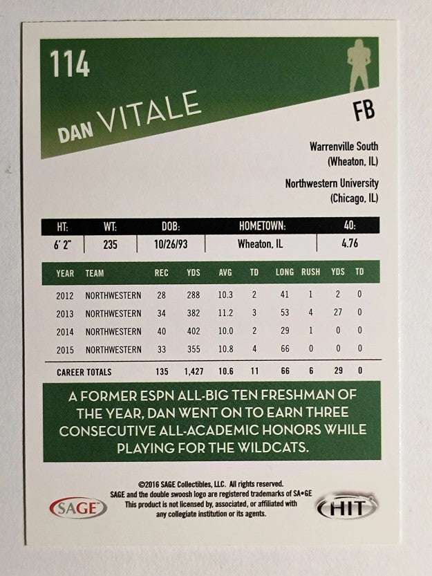 2016 SAGE HIT #114 Dan Vitale