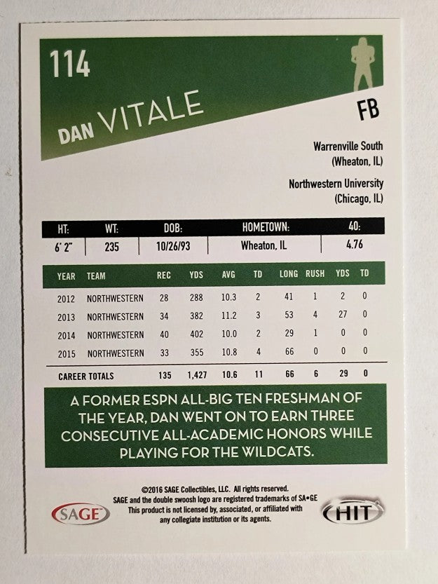 2016 SAGE HIT #114 Dan Vitale