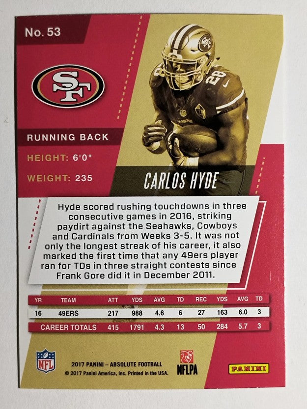 2017 Absolute #53 Carlos Hyde