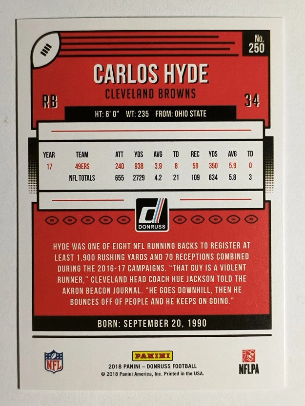 2018 Donruss #250 Carlos Hyde