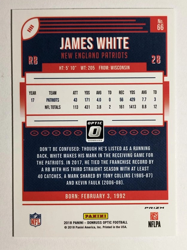 2018 Donruss Optic Holo #66 James White