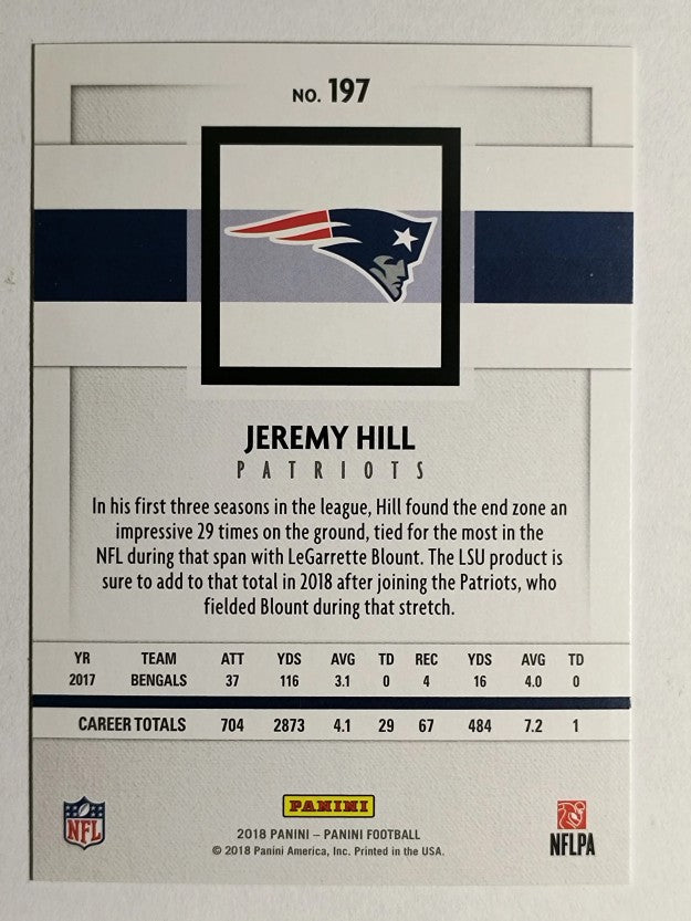 2018 Panini #197 Jeremy Hill