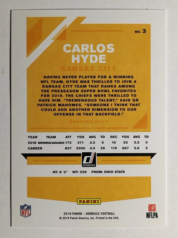 2019 Donruss #3 Carlos Hyde