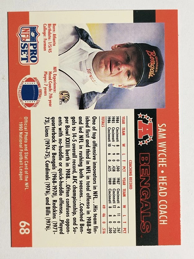 1990 Pro Set #68B Sam Wyche CO COR