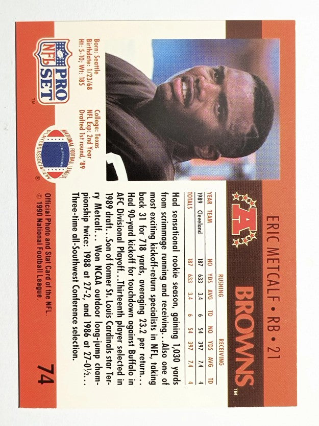 1990 Pro Set #74 Eric Metcalf