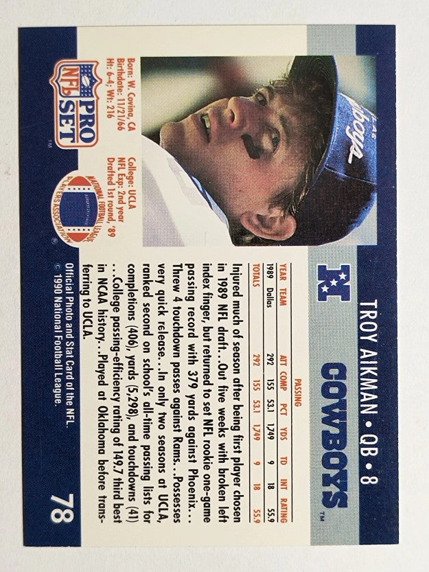 1990 Pro Set #78 Troy Aikman