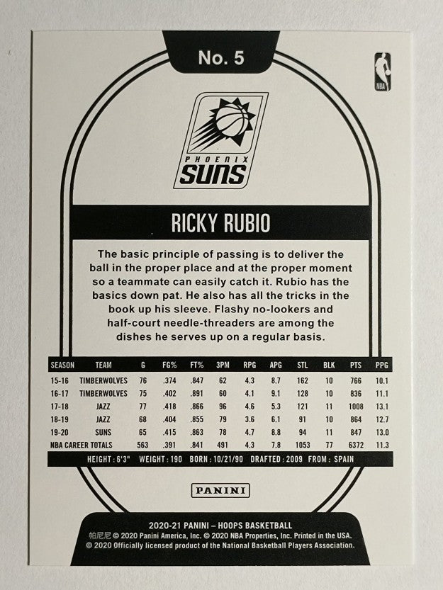 2020-21 Hoops #5 Ricky Rubio