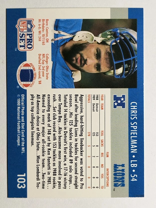 1990 Pro Set #103 Chris Spielman