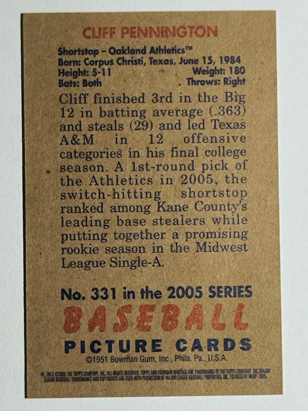 2005 Bowman Heritage Mini #331 Cliff Pennington