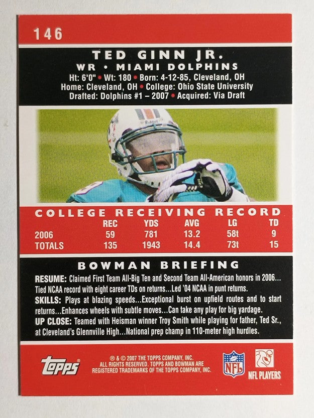 2007 Bowman #146 Ted Ginn Jr. RC