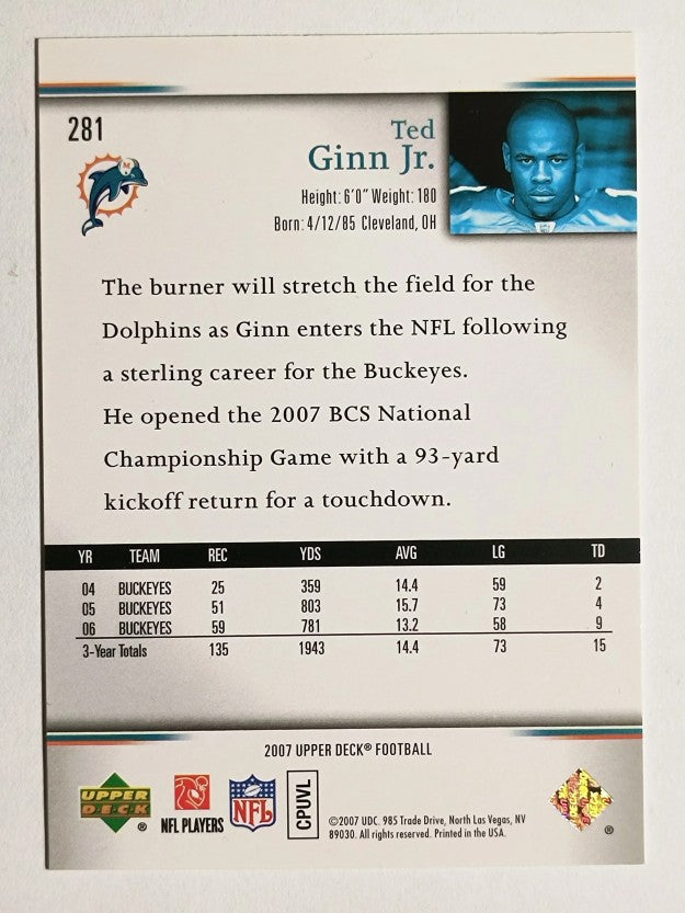 2007 Upper Deck Exclusive Edition Rookies #281 Ted Ginn Jr.