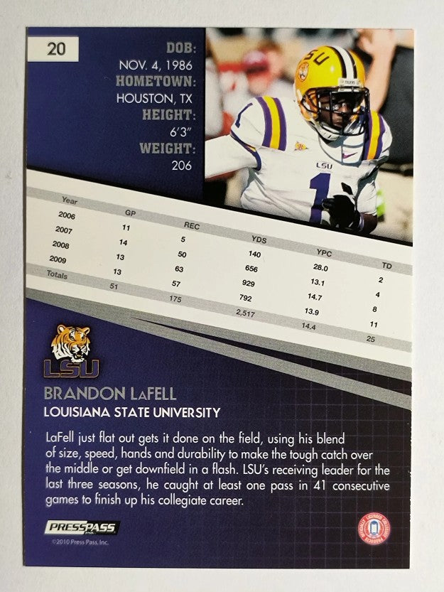 2010 Press Pass #20 Brandon LaFell