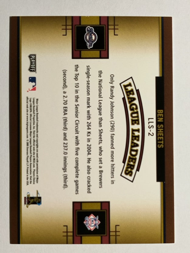 2005 Playoff Prestige League Leaders Single #2 Ben Sheets