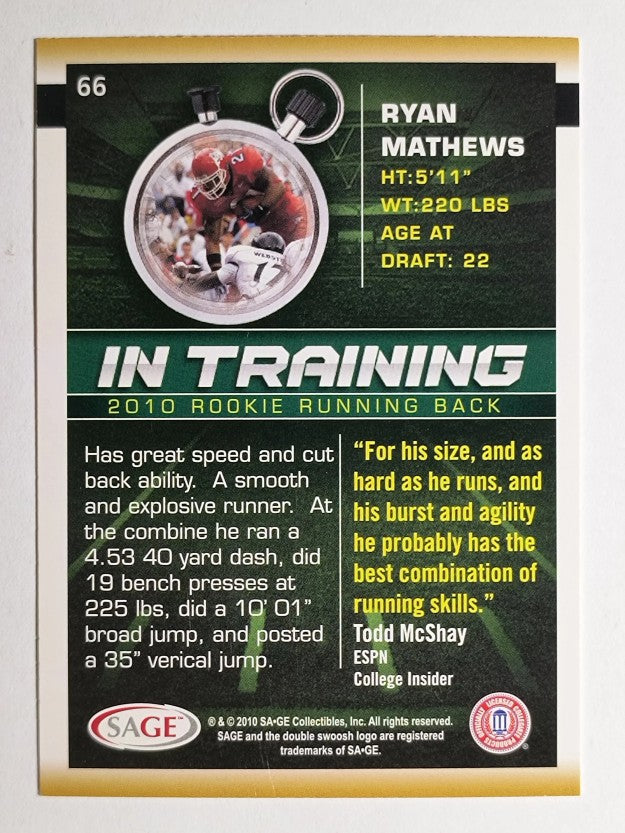 2010 SAGE HIT #66 Ryan Mathews IT