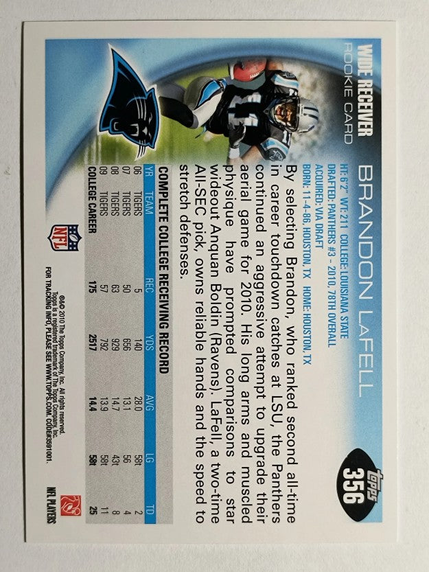 2010 Topps #356A Brandon LaFell RC/Running pose