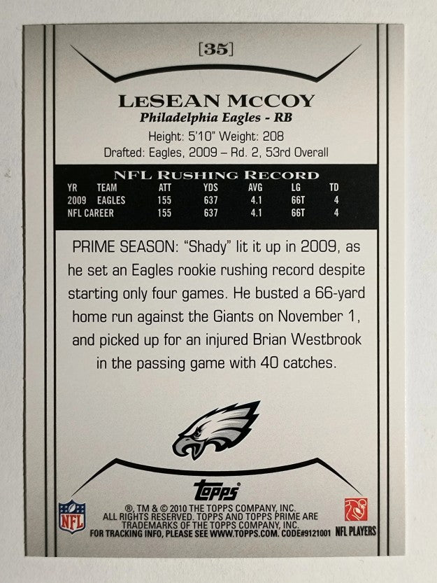 2010 Topps Prime Retail #35 LeSean McCoy