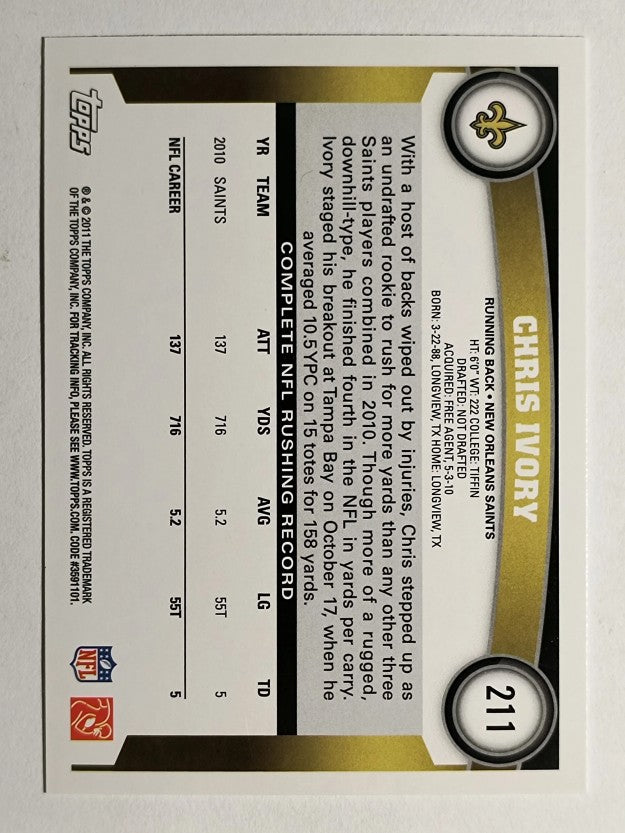 2011 Topps #211 Chris Ivory