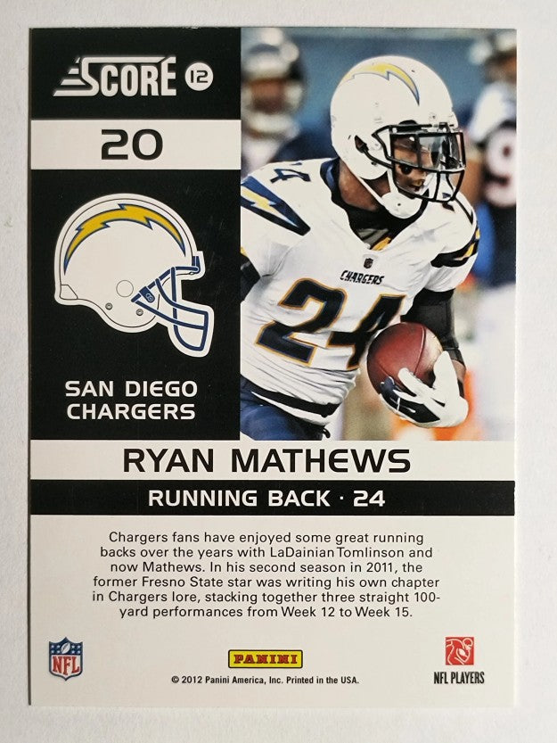 2012 Score Complete Players #20 Ryan Mathews
