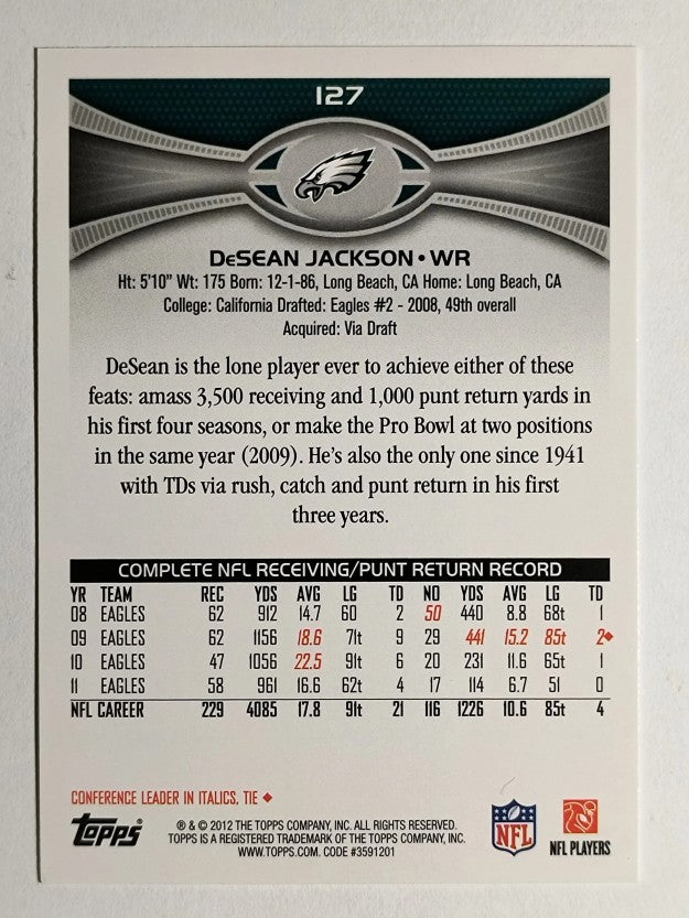 2012 Topps #127 DeSean Jackson