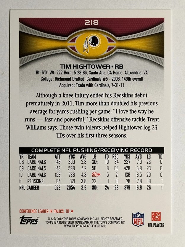2012 Topps #218 Tim Hightower