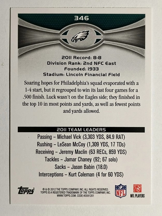 2012 Topps #346 Philadelphia Eagles/LeSean McCoy/Riley Cooper