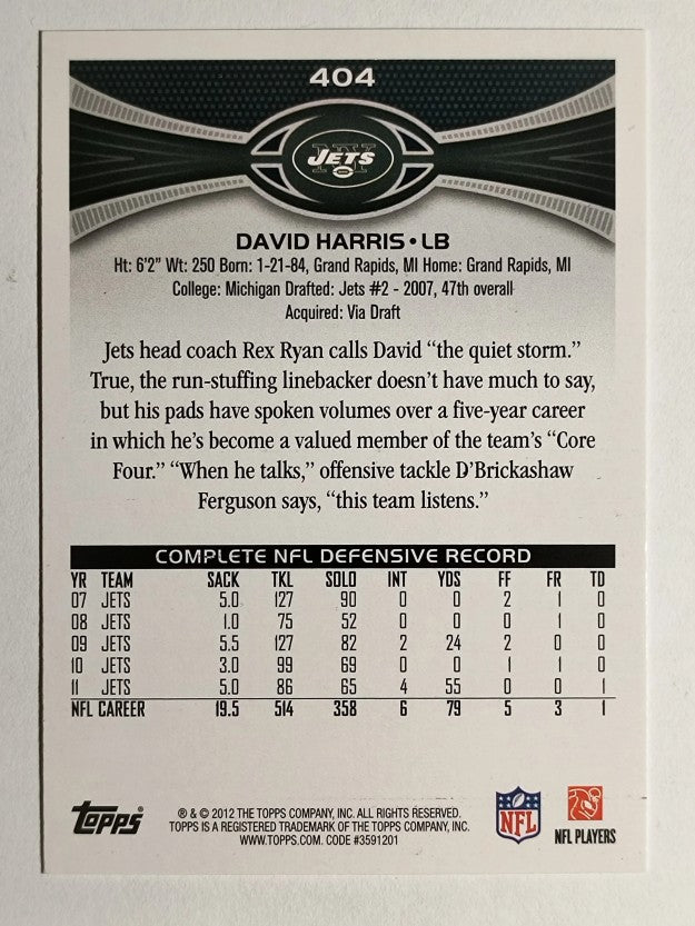 2012 Topps #404 David Harris