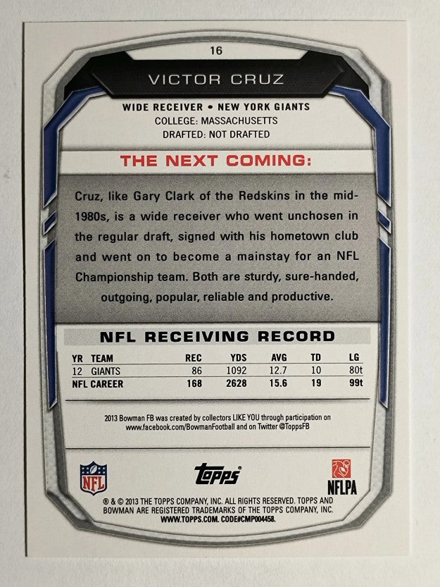 2013 Bowman #16 Victor Cruz