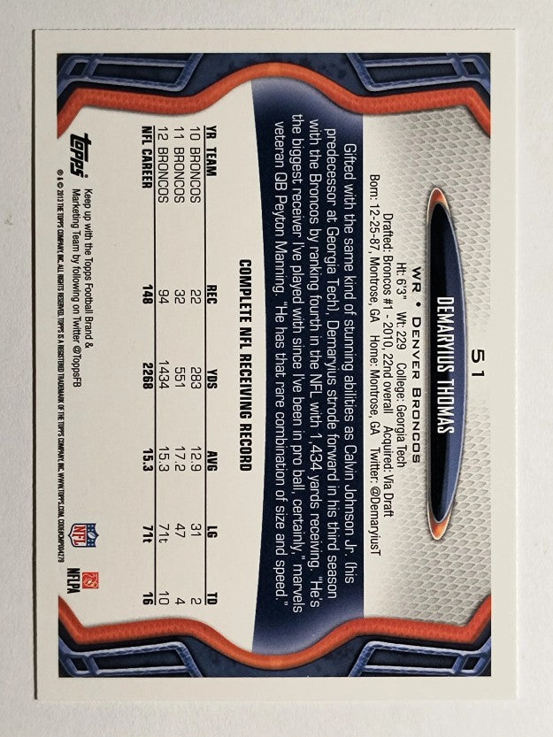 2013 Topps #51A Demaryius Thomas/catching a pass