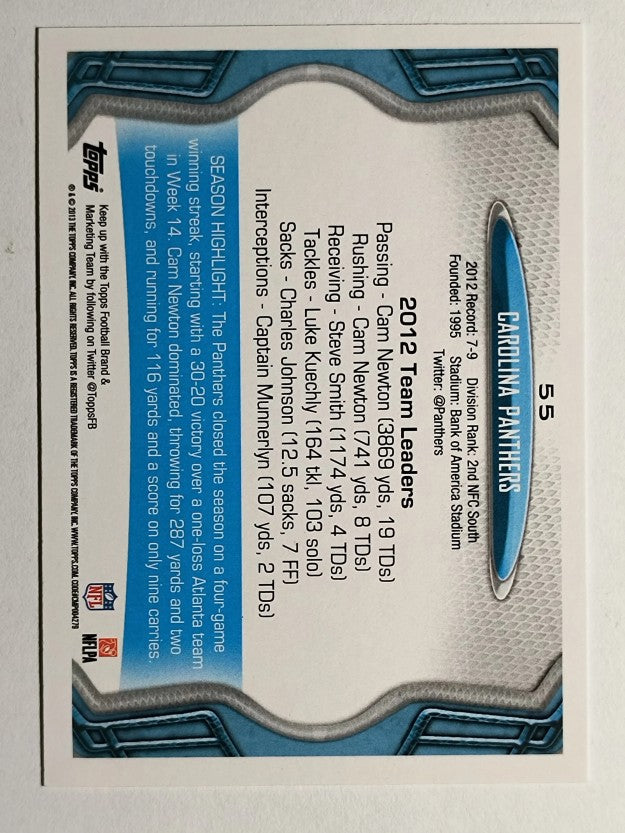2013 Topps #55 Carolina Panthers/offensive huddle/Cam Newton