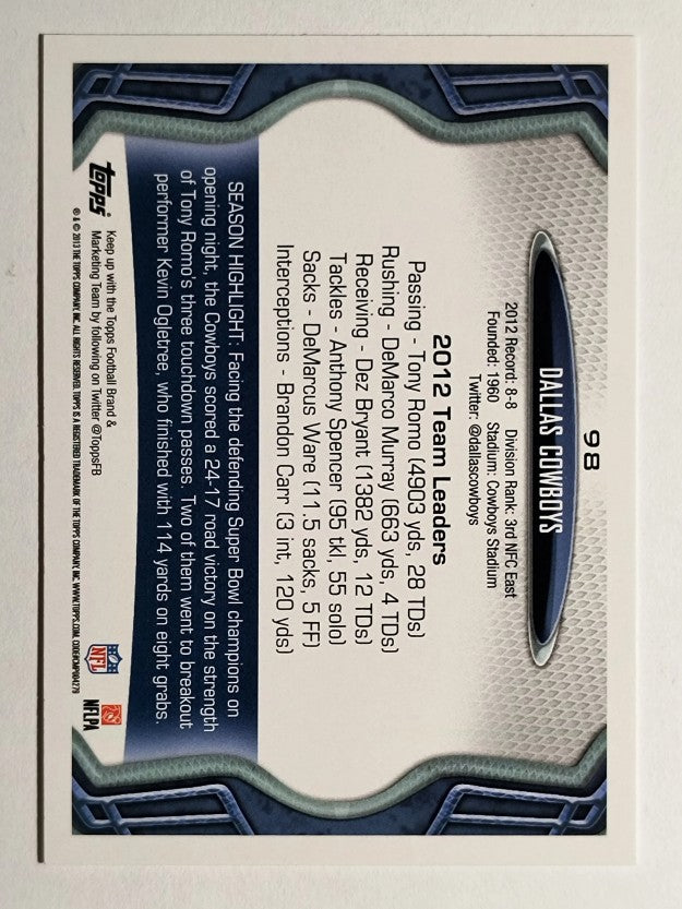 2013 Topps #98 Dallas Cowboys/Tony Romo/DeMarco Murray/Dez Bryant/Tyron Smith
