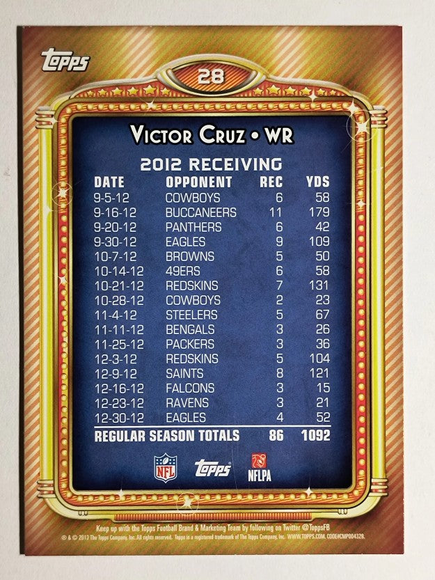 2013 Topps 1000 Yard Club #28 Victor Cruz