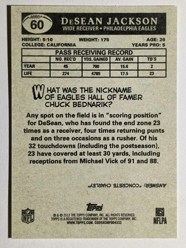 2013 Topps 1959 Mini #60 DeSean Jackson