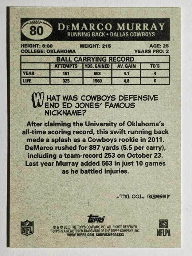 2013 Topps 1959 Mini #80 DeMarco Murray