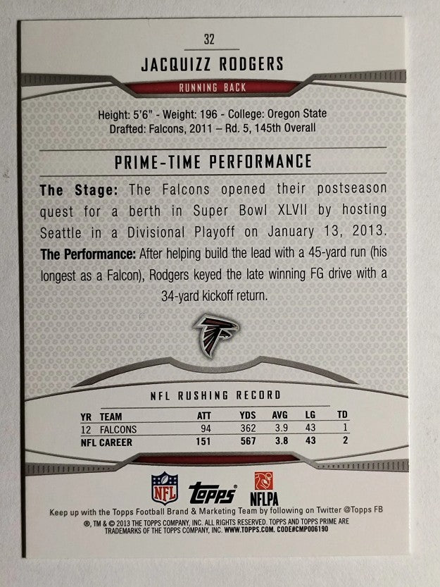 2013 Topps Prime #32 Jacquizz Rodgers